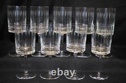 Set of 9 Mid-Century Wine/Water Stem Glasses Clear with Vertical Arrow Cuts