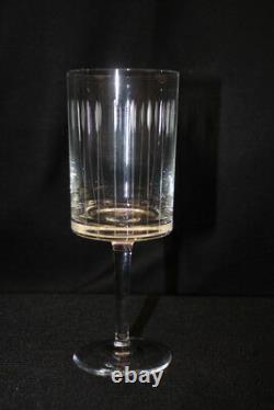 Set of 9 Mid-Century Wine/Water Stem Glasses Clear with Vertical Arrow Cuts