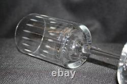 Set of 9 Mid-Century Wine/Water Stem Glasses Clear with Vertical Arrow Cuts