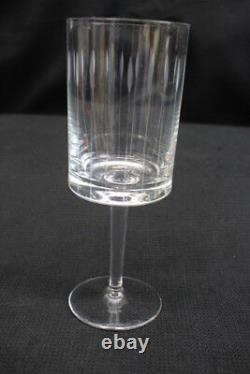 Set of 9 Mid-Century Wine/Water Stem Glasses Clear with Vertical Arrow Cuts