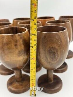 Set of 9 Vintage Lina Vizcarra-Oandasan Hand Carved Wine Glasses