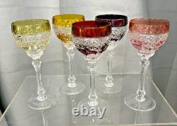 Set of Five Nachtmann 7 Wine Hock Cut 24% Bleikristall Crystal Germany 4.5 oz