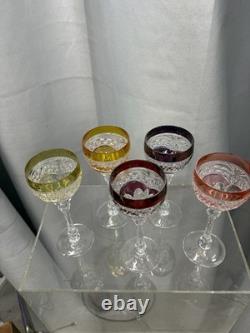 Set of Five Nachtmann 7 Wine Hock Cut 24% Bleikristall Crystal Germany 4.5 oz