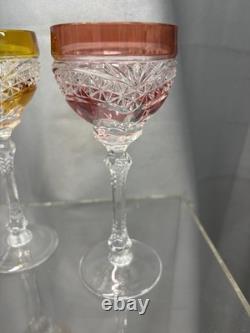 Set of Five Nachtmann 7 Wine Hock Cut 24% Bleikristall Crystal Germany 4.5 oz