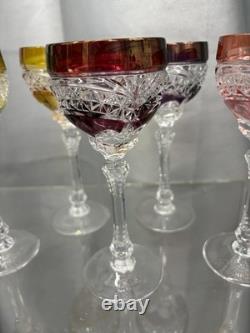 Set of Five Nachtmann 7 Wine Hock Cut 24% Bleikristall Crystal Germany 4.5 oz
