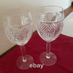Set of Four (4) Ralph Lauren Herringbone Crystal 8 1/4 Wine Glasses Signed VTG