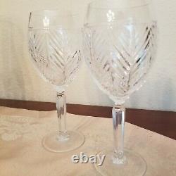 Set of Four (4) Ralph Lauren Herringbone Crystal 8 1/4 Wine Glasses Signed VTG