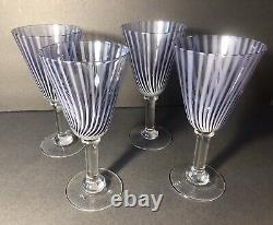 Set of Four Carlo Moretti Striped Murano Blown Glass Wine Goblets