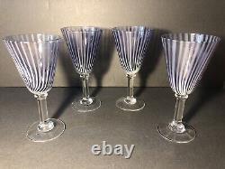 Set of Four Carlo Moretti Striped Murano Blown Glass Wine Goblets