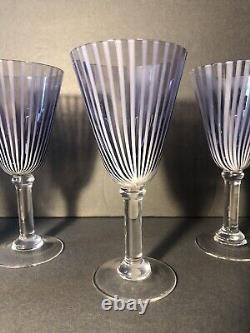 Set of Four Carlo Moretti Striped Murano Blown Glass Wine Goblets