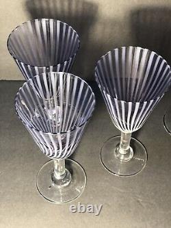 Set of Four Carlo Moretti Striped Murano Blown Glass Wine Goblets