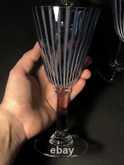 Set of Four Carlo Moretti Striped Murano Blown Glass Wine Goblets