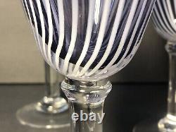 Set of Four Carlo Moretti Striped Murano Blown Glass Wine Goblets