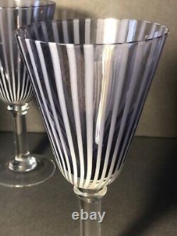 Set of Four Carlo Moretti Striped Murano Blown Glass Wine Goblets