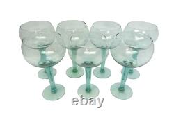 Set of Vintage Used Beaujolais Green Tall Large Wine Drinking Glasses Unbranded