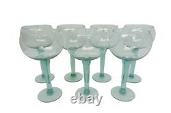 Set of Vintage Used Beaujolais Green Tall Large Wine Drinking Glasses Unbranded