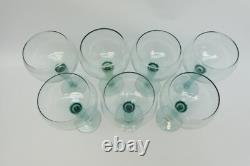 Set of Vintage Used Beaujolais Green Tall Large Wine Drinking Glasses Unbranded