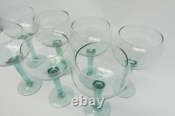 Set of Vintage Used Beaujolais Green Tall Large Wine Drinking Glasses Unbranded