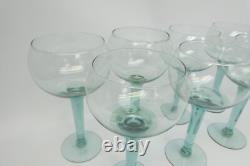 Set of Vintage Used Beaujolais Green Tall Large Wine Drinking Glasses Unbranded