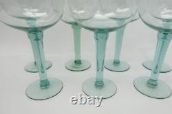 Set of Vintage Used Beaujolais Green Tall Large Wine Drinking Glasses Unbranded