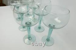Set of Vintage Used Beaujolais Green Tall Large Wine Drinking Glasses Unbranded