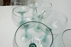 Set of Vintage Used Beaujolais Green Tall Large Wine Drinking Glasses Unbranded