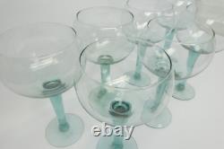 Set of Vintage Used Beaujolais Green Tall Large Wine Drinking Glasses Unbranded