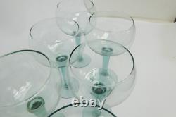 Set of Vintage Used Beaujolais Green Tall Large Wine Drinking Glasses Unbranded