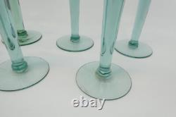 Set of Vintage Used Beaujolais Green Tall Large Wine Drinking Glasses Unbranded