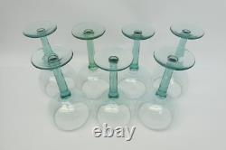 Set of Vintage Used Beaujolais Green Tall Large Wine Drinking Glasses Unbranded