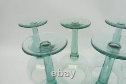 Set of Vintage Used Beaujolais Green Tall Large Wine Drinking Glasses Unbranded