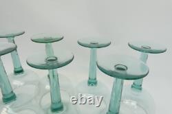Set of Vintage Used Beaujolais Green Tall Large Wine Drinking Glasses Unbranded