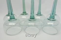 Set of Vintage Used Beaujolais Green Tall Large Wine Drinking Glasses Unbranded