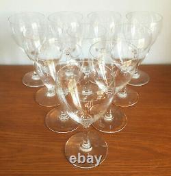Set x10 Vtg BACCARAT France Crystal Chambolle Claret Wine Glasses 6 Signed
