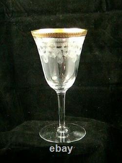 Seven Exquisite Vintage Gold Rimmed Etched Goblets Claret Wine Water Glasses