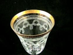 Seven Exquisite Vintage Gold Rimmed Etched Goblets Claret Wine Water Glasses