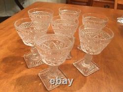 Seven Vintage Wine Glasses / Goblets with Square Base