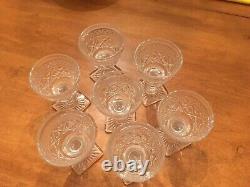 Seven Vintage Wine Glasses / Goblets with Square Base