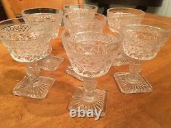 Seven Vintage Wine Glasses / Goblets with Square Base