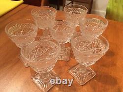 Seven Vintage Wine Glasses / Goblets with Square Base