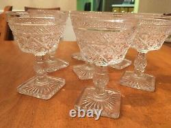 Seven Vintage Wine Glasses / Goblets with Square Base