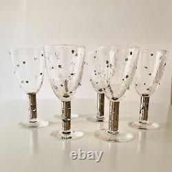 Signed Vintage Stephen Smyers Handblown Morocco Platinum Wine Glasses Set of 6