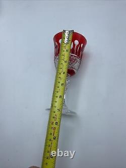 Six Amazing Large Vintage Roemer Wine Glasses Crystal Design Color Red/clear