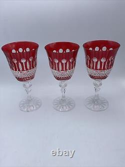 Six Amazing Large Vintage Roemer Wine Glasses Crystal Design Color Red/clear