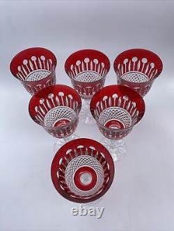 Six Amazing Large Vintage Roemer Wine Glasses Crystal Design Color Red/clear