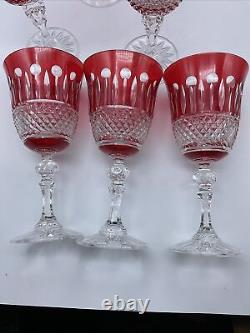 Six Amazing Large Vintage Roemer Wine Glasses Crystal Design Color Red/clear