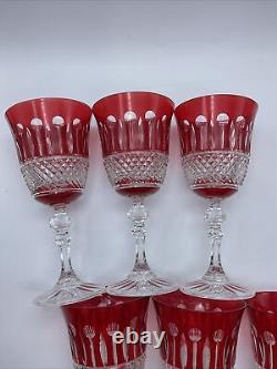 Six Amazing Large Vintage Roemer Wine Glasses Crystal Design Color Red/clear