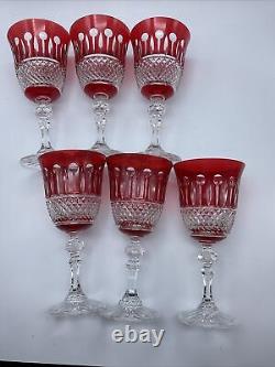 Six Amazing Large Vintage Roemer Wine Glasses Crystal Design Color Red/clear