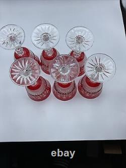 Six Amazing Large Vintage Roemer Wine Glasses Crystal Design Color Red/clear