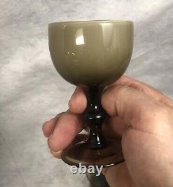 Six Carlo Moretti Taupe Cased Wine Glasses 4-1/4 Tall Mid Century Modern